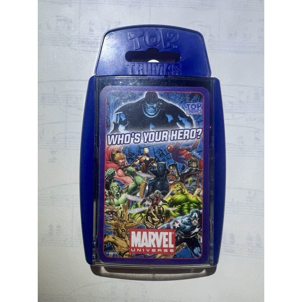 Who's Your Hero Card Game Top Trumps Marvel Universe Hard Case 33 Cards Complete